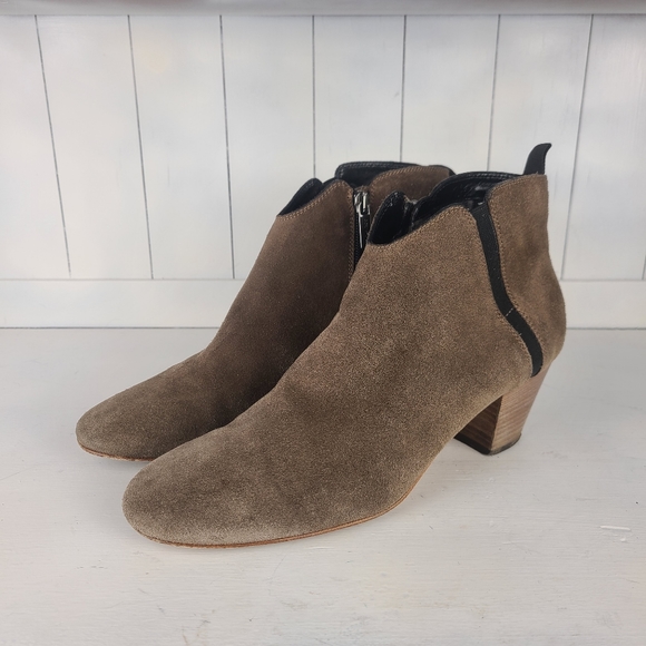 Aquatalia Suede Ankle Boots Side-Zip Booties - Taupe - Picture 4 of 15